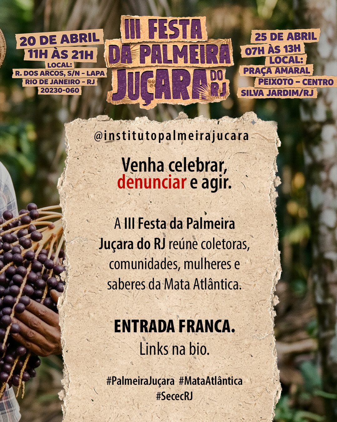 III Festa da Palmeira Juçara do RJ — venha celebrar, denunciar e agir.